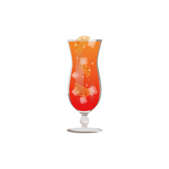 orange cocktail with ice.vector illustration of exotic drinks
