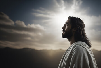 Portrait of Jesus Christ in deep contemplation - obrazy, fototapety, plakaty