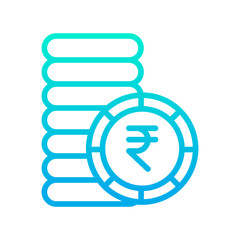 Outline gradient Rupees Coins icon