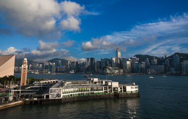 Naklejka premium sky view of Hong Kong city skyline in High resolution 