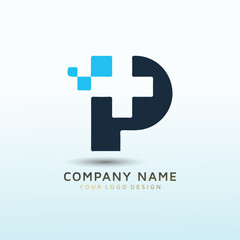 Pharmaceutical company letter p logo design