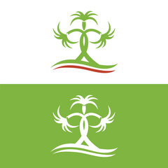 Detailed Palm Tree, Palm tree, separate banana leaves, vector palm icon, Set tropical palm trees, nature and young plants, Vector design, Exotic plants, palm leaves, watercolor vector illustration