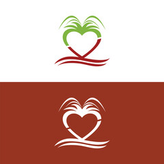 Detailed Palm Tree, Palm tree, separate banana leaves, vector palm icon, Set tropical palm trees, nature and young plants, Vector design, Exotic plants, palm leaves, watercolor vector illustration