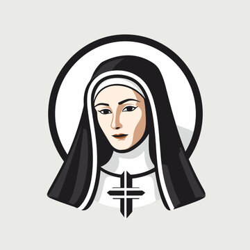 recommend clip art: vector illustration of christian nun,  Holy Mary, printable, suitable for logo, sign, tattoo, laser cutting, sticker and other print on demand
