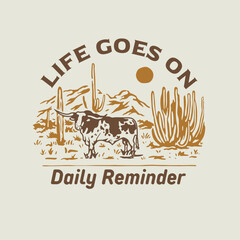 cows in the desert illustration art