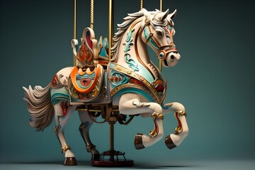 A whimsical carousel horse, a symbol of youthful dreams.