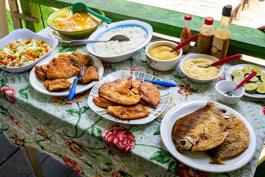 Traditional South American Amazon Rainforest Fish Meal