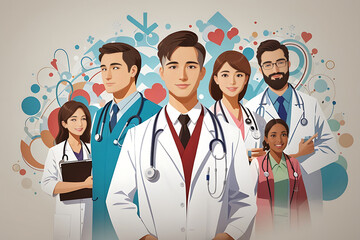 National Doctors' Day is a day celebrated to appreciate and recognize the contributions of physicians to individual lives and communities. Vector illustration - Powered by Adobe