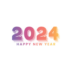 Obraz premium Happy New Year 2024 Gradient Colorful Design, Colorful 2024 Typography
