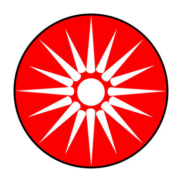 Circle badge Kingdom of Troys national flag vector illustration isolated. Symbol of ancient city located in present day Hisarlik, Turkey. Trojan war mythology. Button Troy flag roundel emblem.