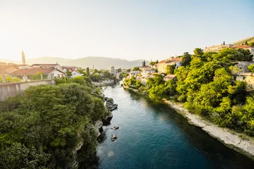 Papier Peint photo autocollant Stari Most Historical Mostar Bridge known also as Stari Most or Old Bridge in Mostar, Bosnia and Herzegovina