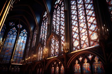 An architectural masterpiece, a historic cathedral's intricate stained glass window.