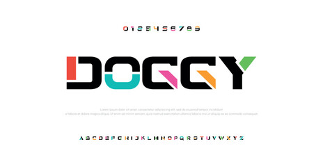 Doggy colorful stylish small alphabet letter logo design. - obrazy, fototapety, plakaty
