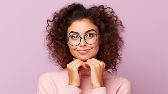 woman nice-looking attractive lovely sweet curious cheerful cheery smart