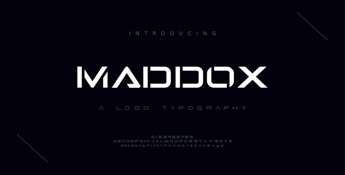 Maddox Minimal font creative modern alphabet. Typography regular and number. minimalist style fonts set. vector illustration