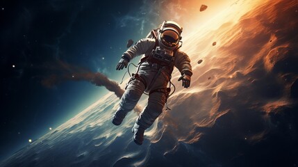 Fototapeta premium a space walk by an astronaut. mission to Mars.
