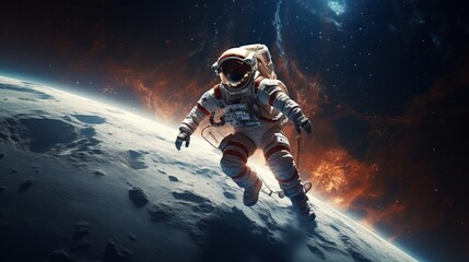 Fototapeta premium a space walk by an astronaut. mission to Mars.