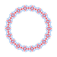 Round frame cross-stitch motifs folk embroidery