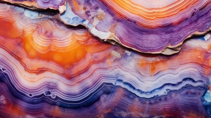 Colorful agate texture background in orange, red, green, blue and purple created with Generative AI - obrazy, fototapety, plakaty