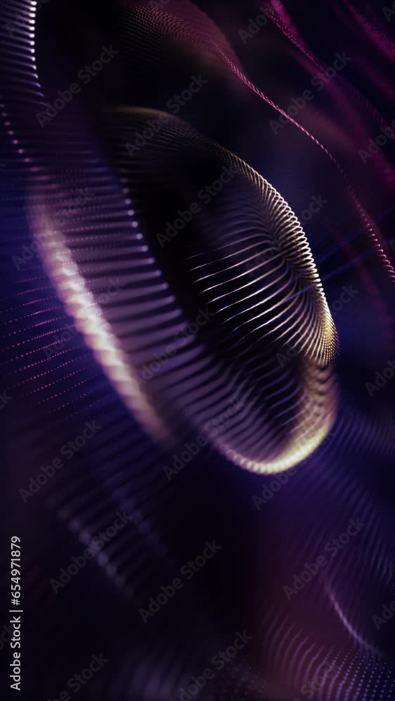 Wall mural vertical video - abstract technology motion background animation with a fluid flowing purple and gol
