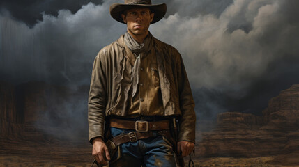 portraits of a cowboy - western - obrazy, fototapety, plakaty