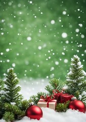 Green background with Christmas decoration