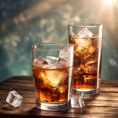 glass of cola with ice. Generative Ai.