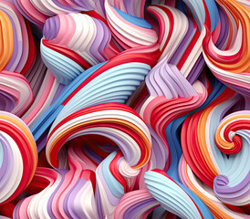 Candy Cane 3D paper art, whimsical paper art, Holiday aesthetic, Christmas fantasy, Whimsical Paper Art Pattern, Colorful Paper, Multi - dimensional paper kirigami craft. Generative AI. 
