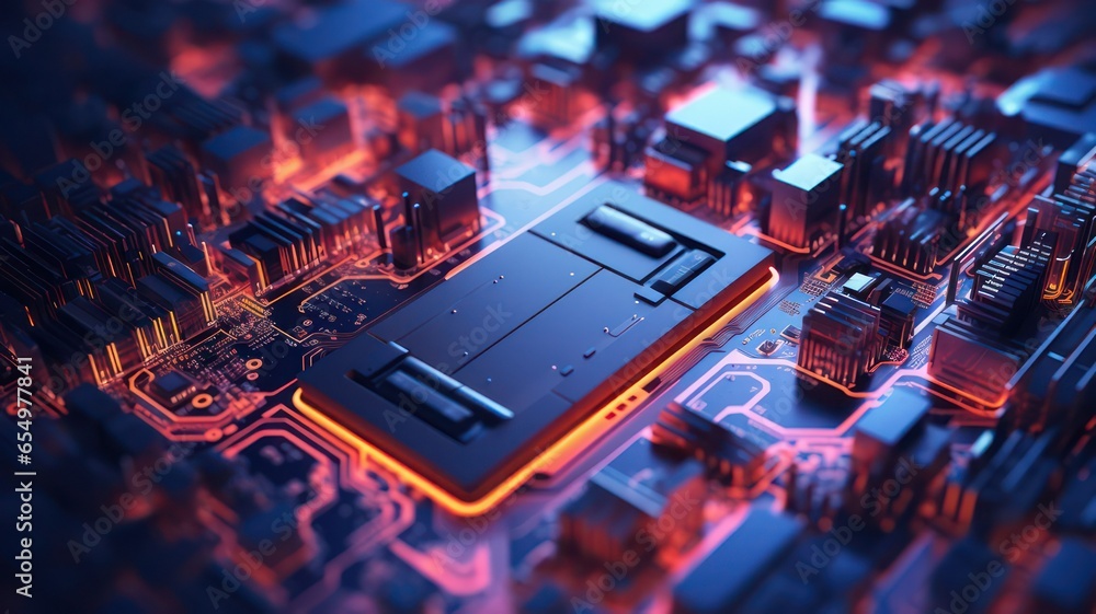 Poster fine line motherboard created with generative ai