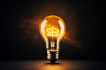 Image of a burning light bulb on a dark grunge background
