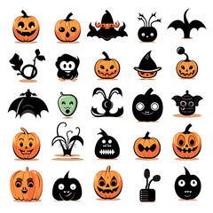 Color Halloween Icon Sheet Set Vectors with Spooky Graphics for Kids and Adults
