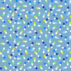 Medicine pills seamless doctors care pattern for wrapping paper and linens and fabrics and medicaments packaging