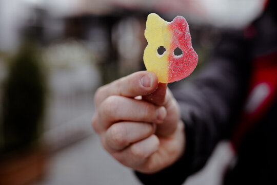 A mna with jelly candy