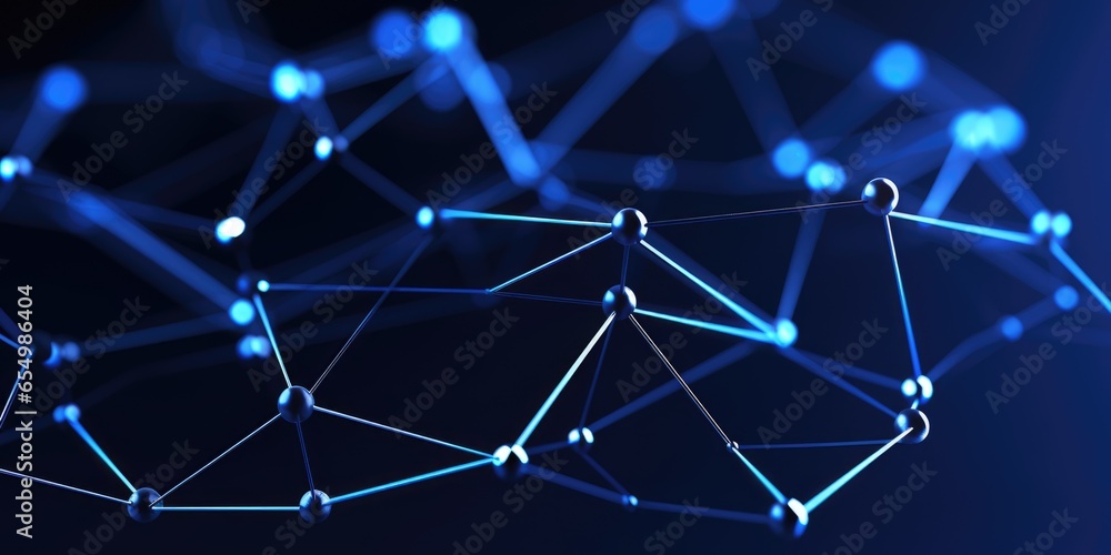 Aufkleber 3d network connections with plexus design blue background wallpaper. generative ai image weber.
