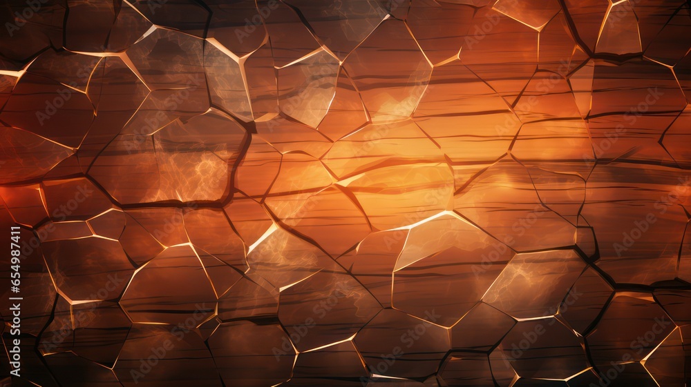 Poster cracked wooden background with glowing lines created with generative ai