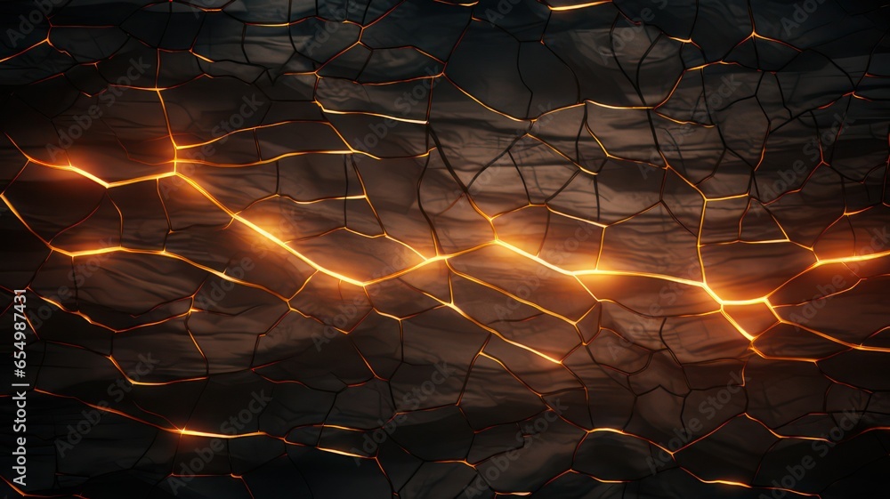 Poster cracked wooden background with glowing lines created with generative ai