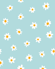 Daisies bright floral seamless print