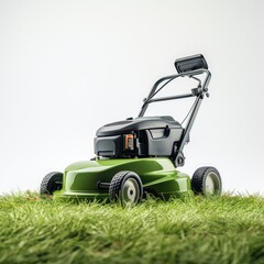 lawnmower on grass - obrazy, fototapety, plakaty