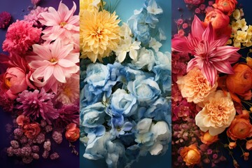Macro set photo of flowers set: rose, sunflower, zinnia, cirsium, pion, Chrysánthemum, cactus flower, hibiscus on a white isolated background