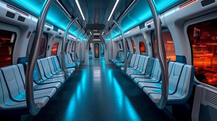 Futuristic subway, generative AI - obrazy, fototapety, plakaty