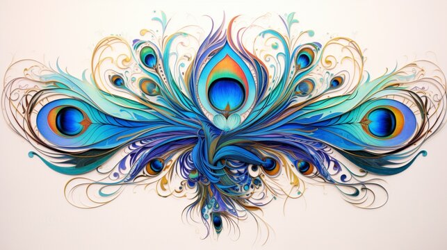 an exquisite mandala image celebrating the intricate details of a radiant peacock feather