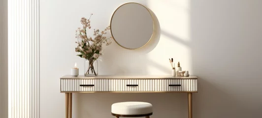 Fototapeten elegant minimalistic vanity stool interior home bathroom, ai © Rachel Yee Laam Lai