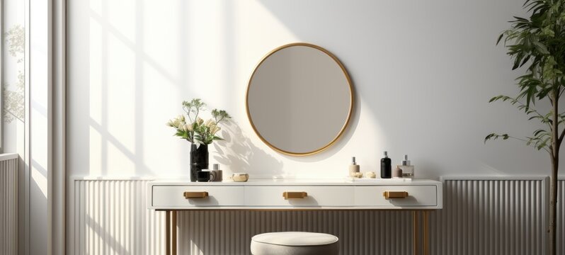elegant minimalistic vanity stool interior home bathroom, ai
