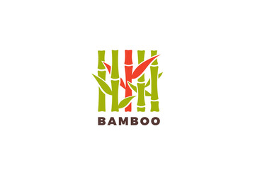 Bamboo Logo square shape design vector template.