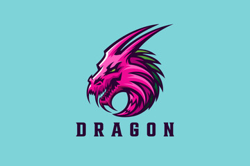 Dragon Logo Head Design Vector template. Reptile Monster Logotype concept Mascot Emblem.