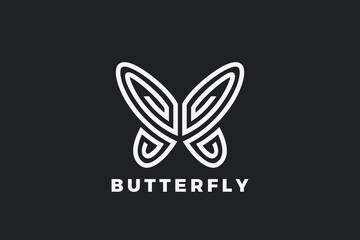Butterfly Logo Elegant Beauty Fashion Luxury Jewelry Design Vector template Linear Outline. Cosmetics Brand Logotype concept icon.