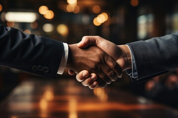 Sealing the Deal: The Manager of a Car Dealership Shakes Hands with a Satisfied Buyer - obrazy, fototapety, plakaty