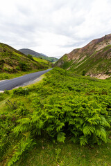 Sychnant Pass in North Wales, near Conwy, high road. - 654997858