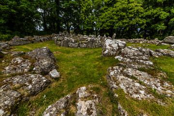 Din Lligwy ancient village in Anglesey, hut circle. - 654998485
