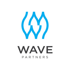 Wave digital logo design vector